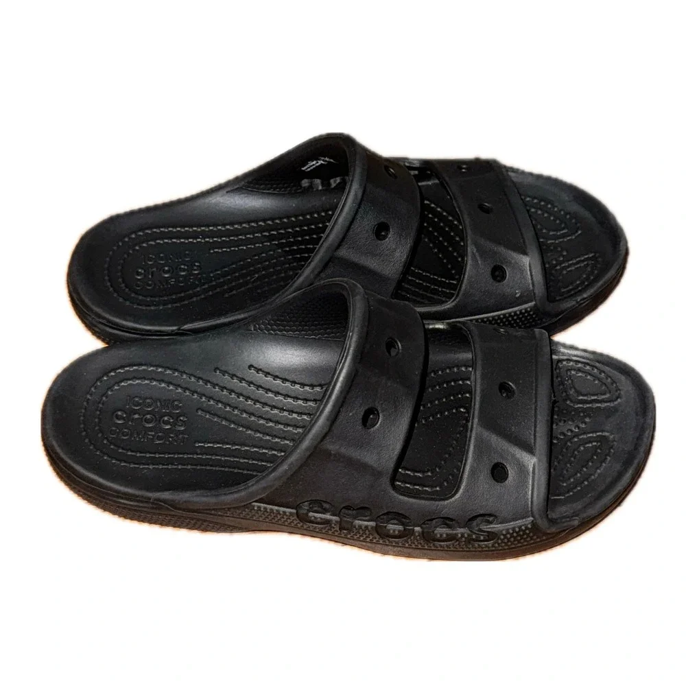 Crocs Classic Sandal Black Two Strap Slide Sandals Mens 7 Womens 9